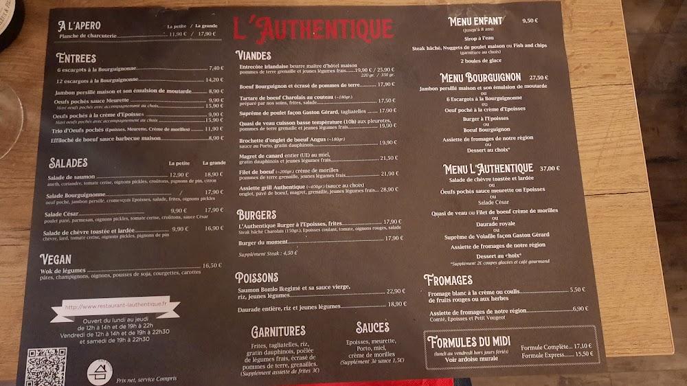 L'Authentique Bar Restaurant - Menu Image 4